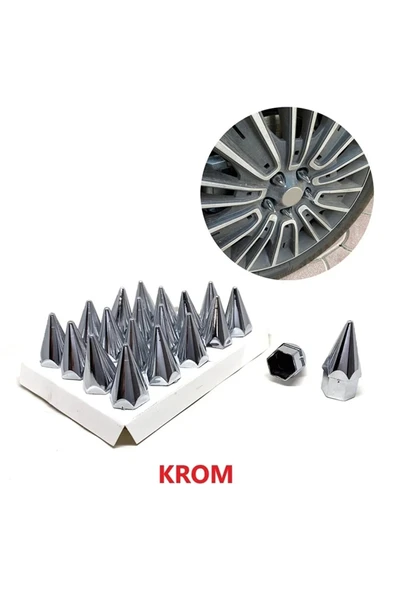 İB GLOBAL Sivri Mermi Bijon Kapağı 20 Li Set Krom Kapmala 19 Mm ürün görseli