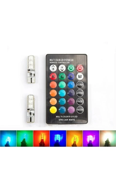 İB GLOBAL Uzaktan Kumandalı 18 Led T10 Renk Değiştiren Park Ampulu - 1