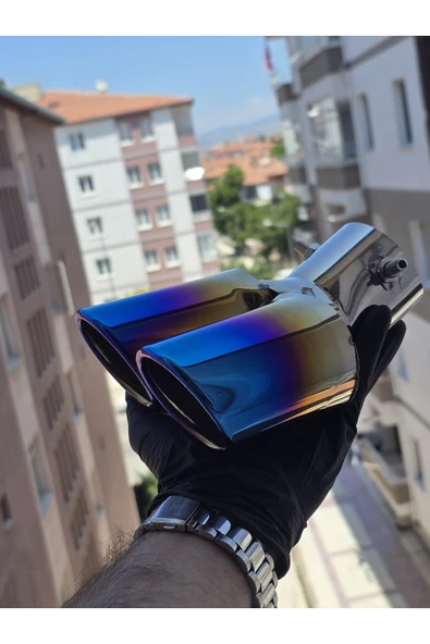 İB GLOBAL Yanık Egzoz Ucu Çift Çıkış Eğik Kafa ürün görseli