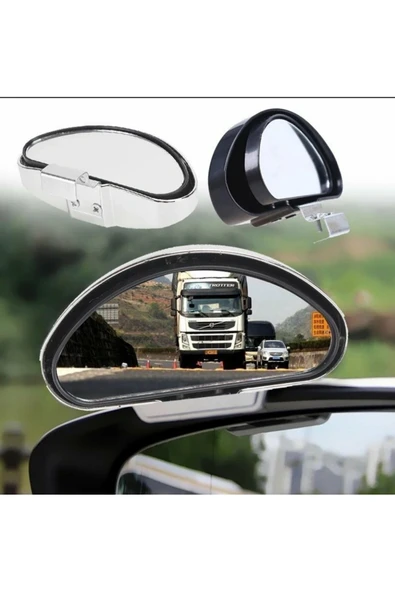 İB GLOBAL Oto Araç Araba Ayna Ek Kör Nokta Aynası Eğitmen Aynası KROM OVAL(10x4 CM) - 1