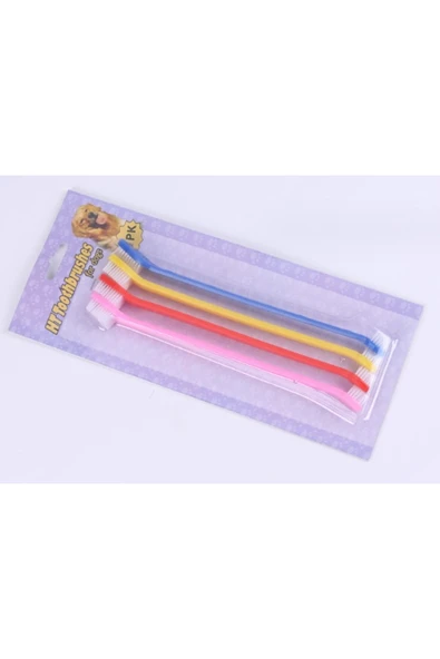 İB GLOBAL Çift Taraflı Kedi Köpek Diş Fırçası 4 lü set - 3