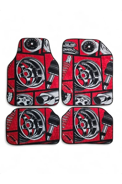 İB GLOBAL DEKOR BASKILI OTO HALI PASPAS TAKIMI ürün görseli