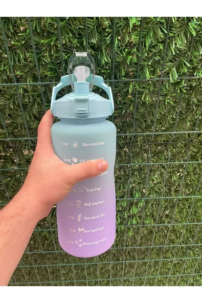 İB GLOBAL Motivasyonel Su Matarası Su Şişesi Suluk 2 Litre Tritan Spor Salonu Su Şişesi Bpa Içermez Suluk - 2