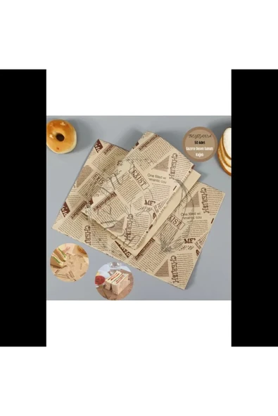 İB GLOBAL Vintage Gazete Desenli Sunum Kağıdı 50 Adet - 1