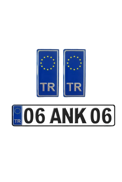 İB GLOBAL TR Avrupa Birliği Plaka Arması Metal Etiket Sticker Mavi 2'li ürün görseli