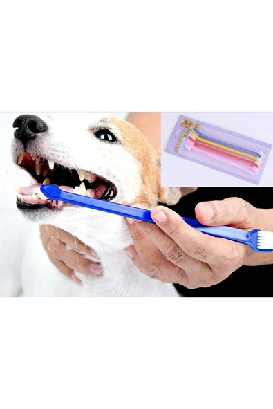 İB GLOBAL Çift Taraflı Kedi Köpek Diş Fırçası 4 lü set - 1