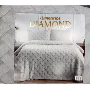 Merinos Diamond Kürk Comforter Set, Çift Kişilik Yorgan Seti (220x240)-Pietra Gri - Resim 2