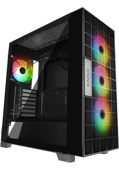 RAMPAGE AZZA V2 TEMPERLİ CAM Siyah ARGB FAN+TYPE-C ATX MİD-T GAMING KASA ürün görseli