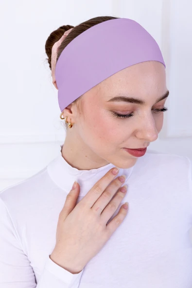 Loggia Kaymayan Silikonlu Bandana Bone Lila - Kadın Tesettür Dikişsiz Kaymaz Geçme - Sportif Saç Bandı - 1