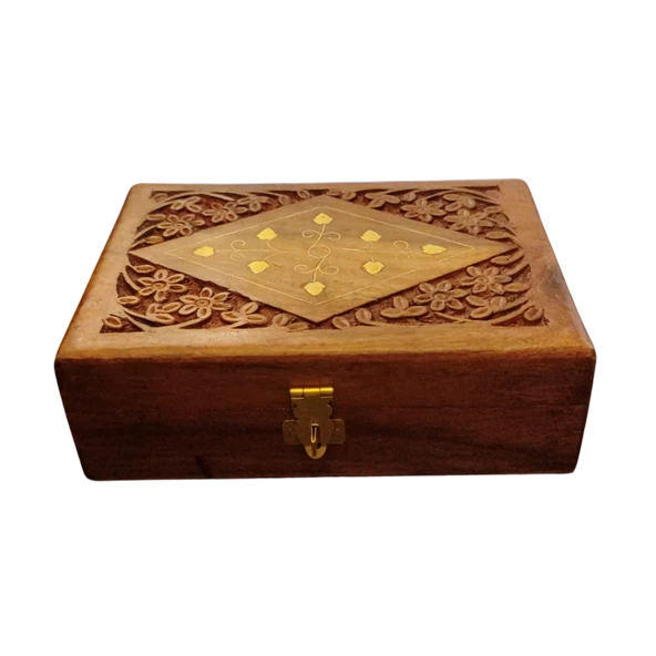 El Yapımı Pirinç Kakma Hint Işi Desenli Takı Kutusu - 2