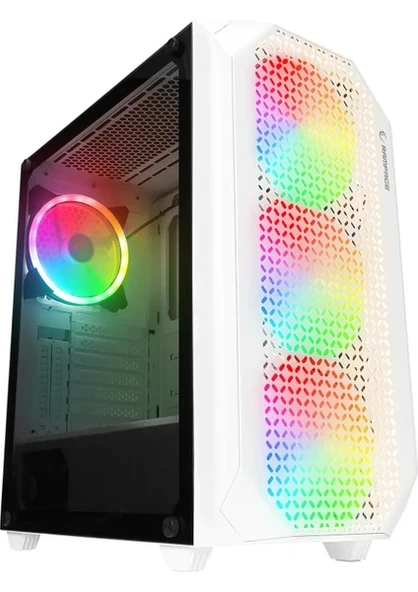 RAMPAGE ZUKO 600W 80+ Mesh Panel 4x RAINBOW 14CM FANLI GAMING ATX KASA BEYAZ ürün görseli