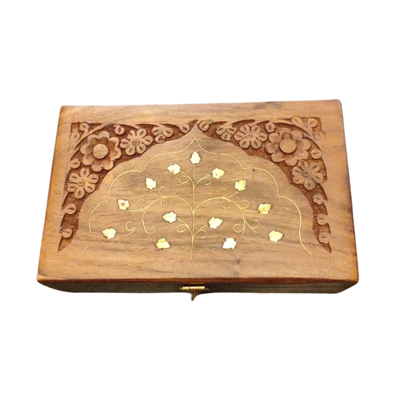 El Yapımı Pirinç Kakma Hint Işi Desenli Takı Kutusu - 3