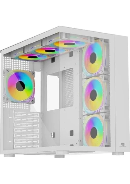 POWERBOOST PB-SS02W SEA VIEW JBST-PBSS02W USB 3.0 Mesh Beyaz 7X12CM RGB FAN GAMING ATX KASA ürün görseli