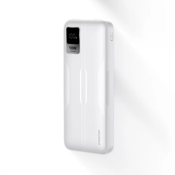 Polosmart PSM130 Taşınabilir 20W PD Çıkışı Dijital Göstergeli Şarj Cihazı Powerbank 10.000 mAh Beyaz - 2
