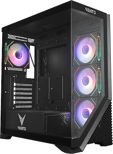 VENTO VG4202FLA 850W 80+ Bronze CAM ÖN-YAN PANEL SIYAH 4X12CM ADRESLENEBİLİR ARGB GAMING ATX KASA ürün görseli