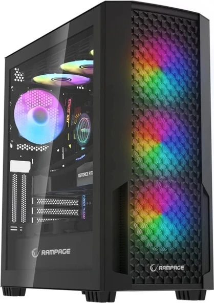 RAMPAGE SHELOB Mesh Panel  Tempered Camlı 4*ARGB INFINITY FAN+HUB Gaming Kasa ürün görseli
