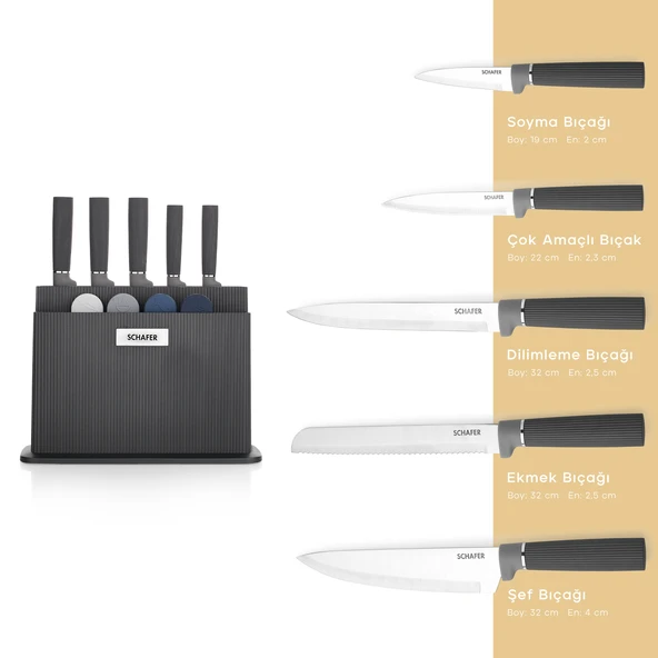 Schafer Forge Kesme Tahtası/Bıçak Seti 10 Parça-Siyah - 2