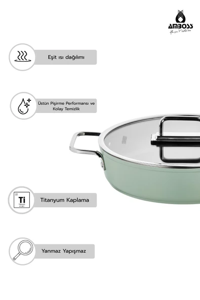 Anyolin 7 Parça Titanyum Kaplama Tencere Tava Seti (Yeşil) - 3