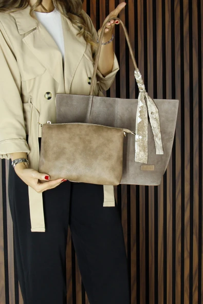 Vizon Hakiki Dana Süet Manyetik Kapaklı Büyük Boy Günlük Omuz Çantası ve Askılı El Çantası ürün görseli