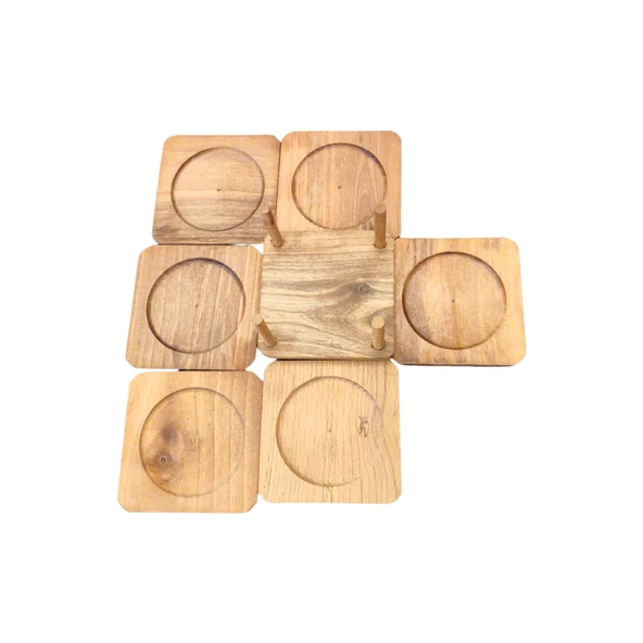 Ceviz Ağacından Bardak Altlığı Takımı - 2