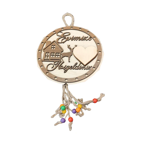 Yeni Eve Taşınanlar Için Ahşap Geyik Kapı Dekoru