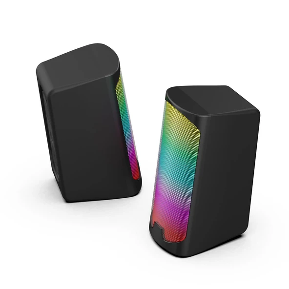 Polosmart PGS403 Kablolu Rainbow Led Aydınlatmalı Gaming Hoparlör Speaker Siyah - 4