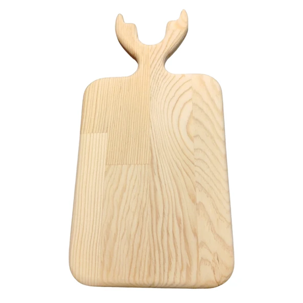 Rustik Geyik Boynuzu Desenli Ahşap Servis Tabağı