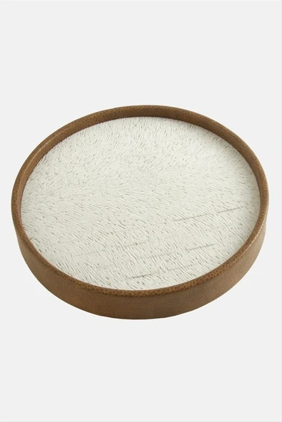 Silindir Model Deri Kumaş Kahve Renk 20/20 cm Batırmalı Yüzük Tablası ürün görseli