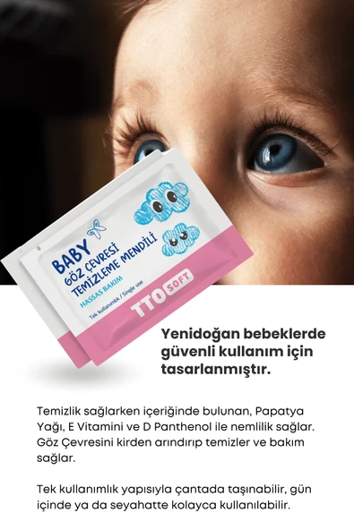 Tto Soft Baby Bebek Göz Çevresi Temizleme Mendili 12'li - 3