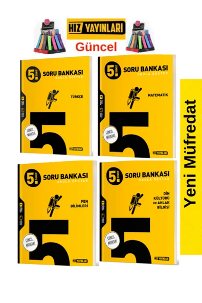 Hız ve Renk Yayınları Hız 5.Sınıf Yeni Müfredat Fen-Matematik-Türkçe-Din Soru Bankası Seti+Kalemlik - 1