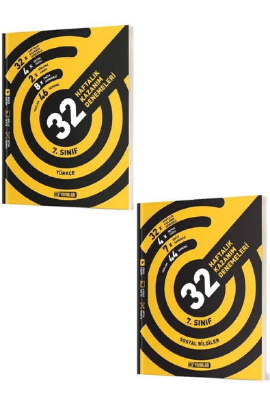 Evrensel İletişim Yayınları 7.Sınıf Hız Yayınları Türkçe + Sosyal Bilgiler 32 Haftalık Kazanım Denemeleri / 2 KİTAP SET ürün görseli