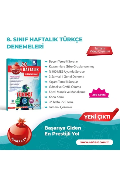 Nartest Yayınları Nartest 8. Sınıf Haftalık Denemeleri  Seti (Prestij Serisi) - Resim 6