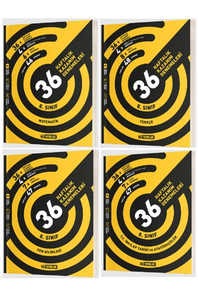 Evrensel İletişim Yayınları 8.Sınıf Hız Yayınları Matematik + Türkçe + İnkılap Tari 36 Haftalık Kazanım Denemeleri / 4 KİTAP SET ürün görseli