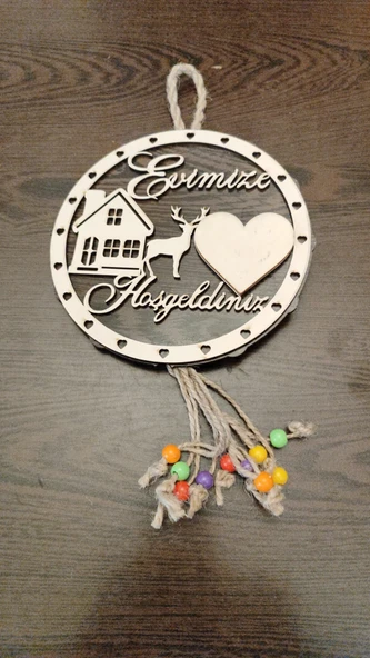 Yeni Eve Taşınanlar Için Ahşap Geyik Kapı Dekoru