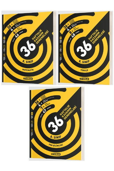 Evrensel İletişim Yayınları 8.Sınıf Hız Yayınları Matematik + Fen Bilimler + Türkçe 36 Haftalık Kazanım Denemeleri / 3 KİTAP SET ürün görseli
