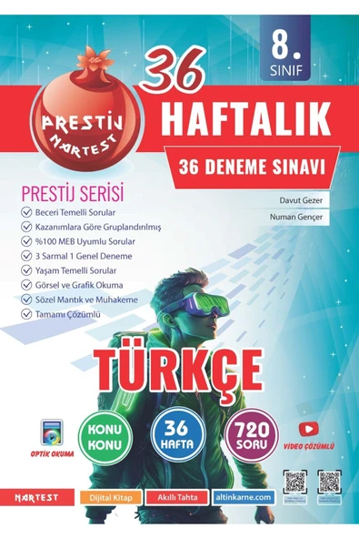 Nartest Yayınları Nartest 8. Sınıf Haftalık Türkçe  Denemeleri (Prestij Serisi) ürün görseli