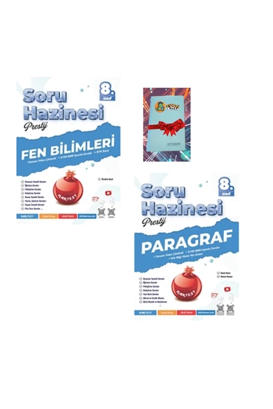 Nartest Yayınları 8. Sınıf Prestij FEN BİLİMLERİ + PARAGRAF Soru HAZNESİ (DEFTER HEDİYE) ürün görseli