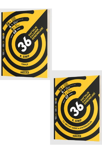 Evrensel İletişim Yayınları 8.Sınıf Hız Yayınları Türkçe + İnkılap Tarihi 36 Haftalık Kazanım Denemeleri / 2 KİTAP - Güncel ürün görseli