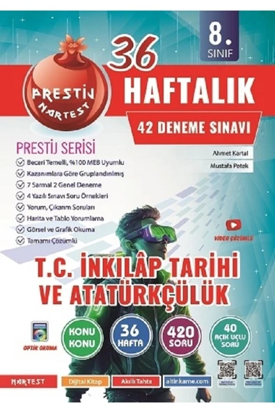 Nartest Yayınları 8. Sınıf Haftalık MATEMATİK Denemeleri( 1 ADET NOT DEFTERİ HEDİYE) - 1