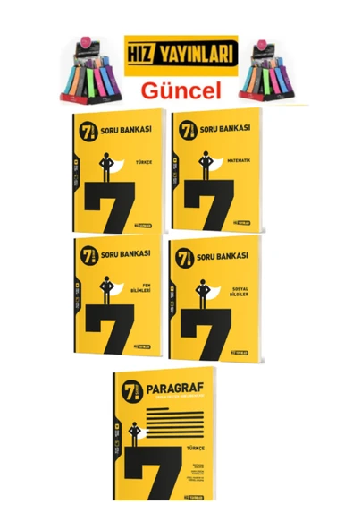 Hız ve Renk Yayınları Hız 7.Sınıf Yeni Müfredat Mat-Fen-Türkçe-Sosyal-Paragraf Soru Bankası Seti+Kalemlik ürün görseli