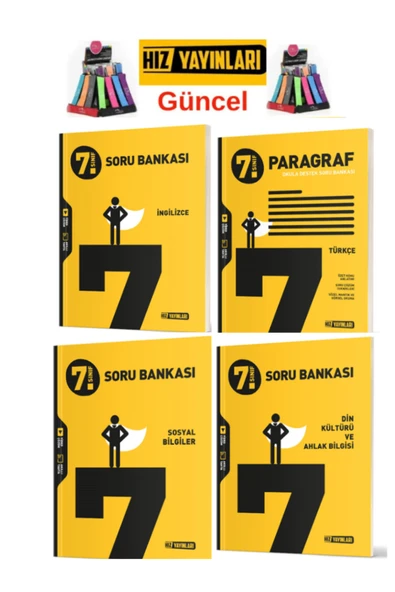 Hız ve Renk Yayınları Hız 7.Sınıf Yeni Müfredat İngilizce-Paragraf-Sosyal-Din Soru Bankası Seti+Kalemlik - 1