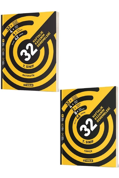 Evrensel İletişim Yayınları 7.Sınıf Hız Yayınları Matematik + Türkçe 32 Haftalık Kazanım Denemeleri / 2 KİTAP SET ürün görseli