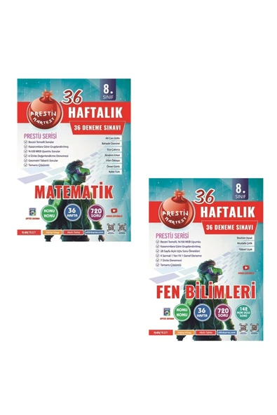 Nartest Yayınları 8. Sınıf Haftalık Matematik Denemeleri + Haftalık Fen Bilimleri Denemeleri (2 Kitap) ürün görseli