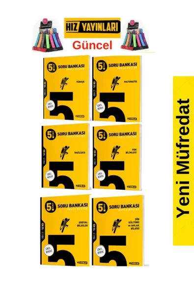 Hız ve Renk Yayınları Hız 5.Sınıf Yeni Müfredat Fen-Türkçe-Mat-Sosyal-Din-İngilizce Soru Bankası Seti+Kalemlik ürün görseli