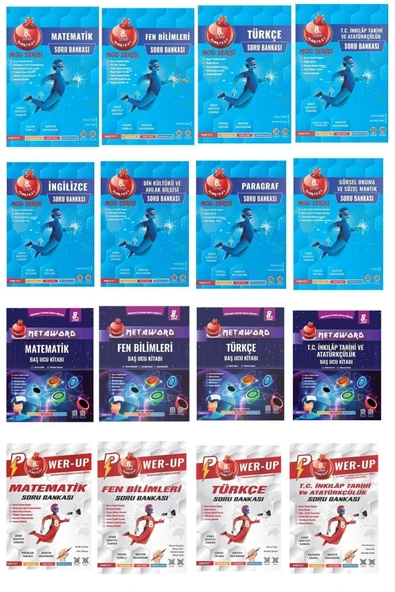 Nartest Yayınları Nartest 8.sınıf Mod Soru Bankası 8 Kitap- Metaword Serisi 4 Kitap-power Up Serisi 4 Kitap ürün görseli