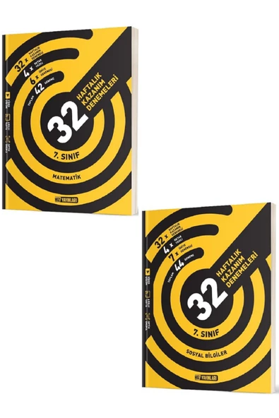 Evrensel İletişim Yayınları 7.Sınıf Hız Yayınları Matematik + Sosyal Bilgiler 32 Haftalık Kazanım Denemeleri / 2 KİTAP - 1