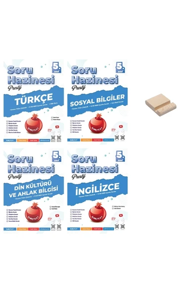 Nartest Yayınları 5. Sınıf Prestij Türkçe Sosyal Din ve İngilizce Soru Hazinesi 4lü Set + Telefon Tutucu ürün görseli