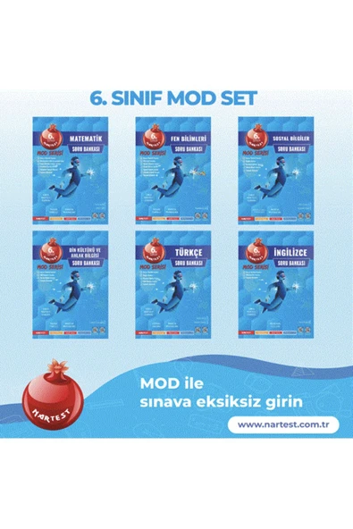 Nartest Yayınları NARTEST YAYINLARI 6. SINIF MOD TÜM DERSLER SORU BANKASI SETİ 6 KİTAP (yeni güncellenmiş baskı) ürün görseli