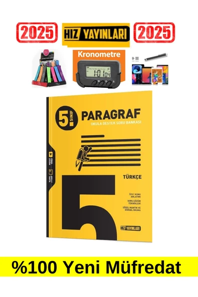 Hız ve Renk Yayınları Hız Yayınları 2025 5.Sınıf Paragraf Soru Bankası+Kronometre+Kalem+Kalemlik ürün görseli
