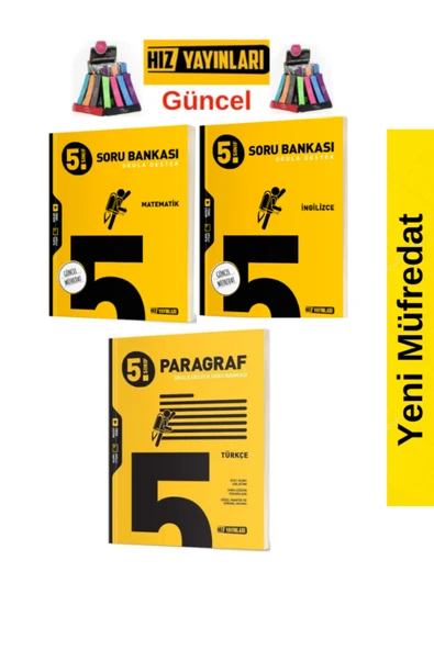 Hız ve Renk Yayınları Hız 5.Sınıf Yeni Müfredat Paragraf-Matematik-İngilizce-- Soru Bankası Seti+Kalemlik ürün görseli